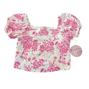 Paisley Lane Linen Top Pink Floral Girls Top Size 10 Easter Cottagecore NWT